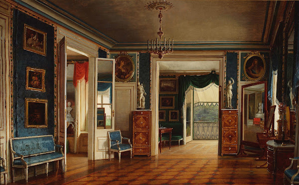 Interior of the royal bedroom in the Palace in Łazienki 1847
