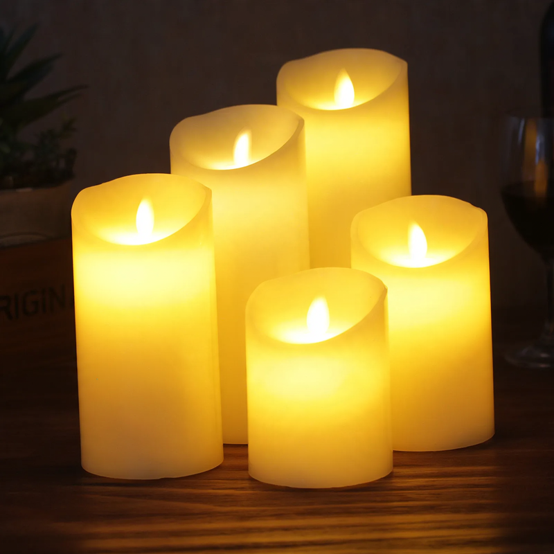 LED pillar candle made of stearin, with remote control