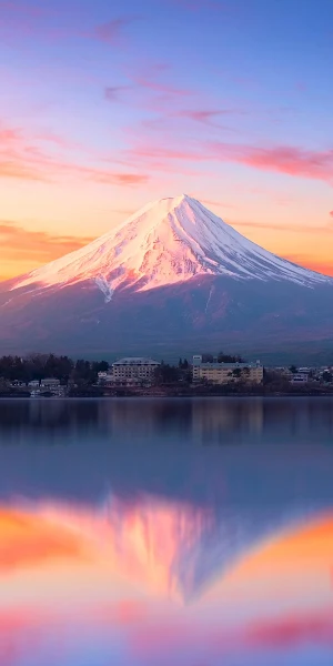 Mount Fuji, Japan, Sunset, Reflection 4K Wallpaper Background