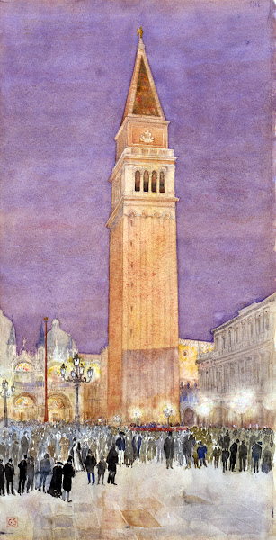 Bell Tower St Marks Square Venice 1912