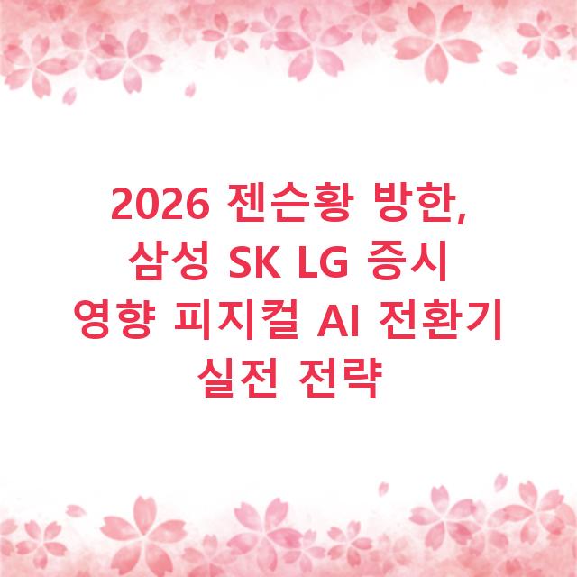 2026 젠슨황 방한, 삼성 SK LG 증시 영향 피지컬 AI 전환기 실전 전략
