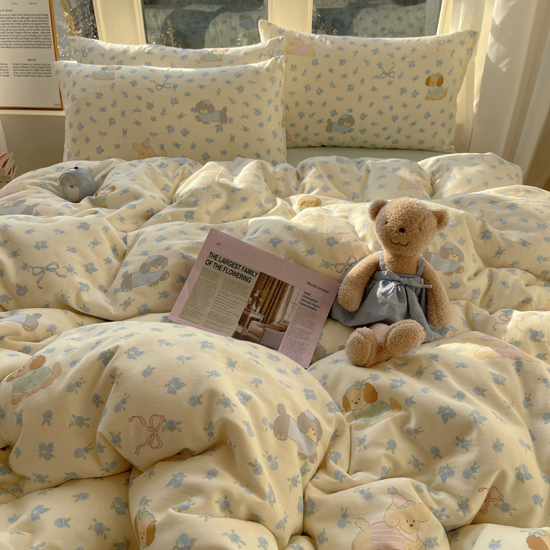 Cotton bedding set with muslin, 4-piece