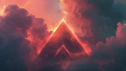 Ai Art, Illustration, Clouds, Triangle, Pyramid 5K Wallpaper Background