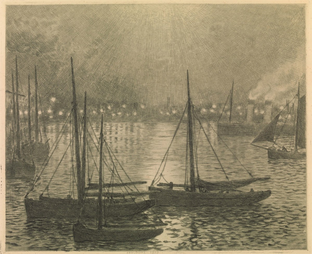 Boulogne sur Mer at Night 1900