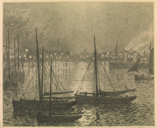 Boulogne sur Mer at Night 1900