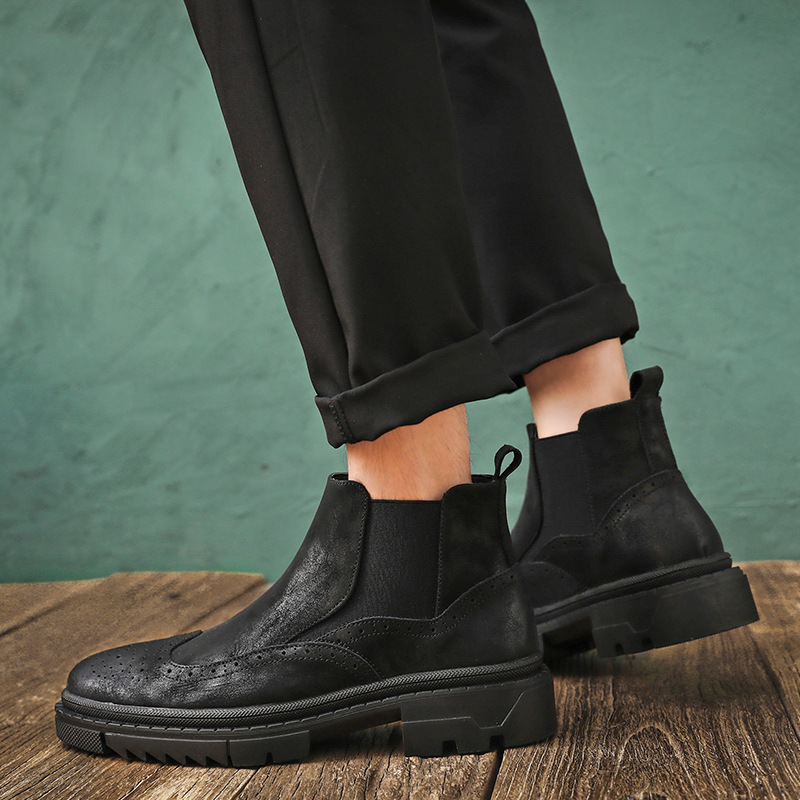 Brogue Chelsea Boots for Men, S51-L