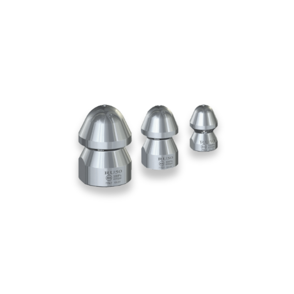 RU drain cleaning nozzles with front water jet