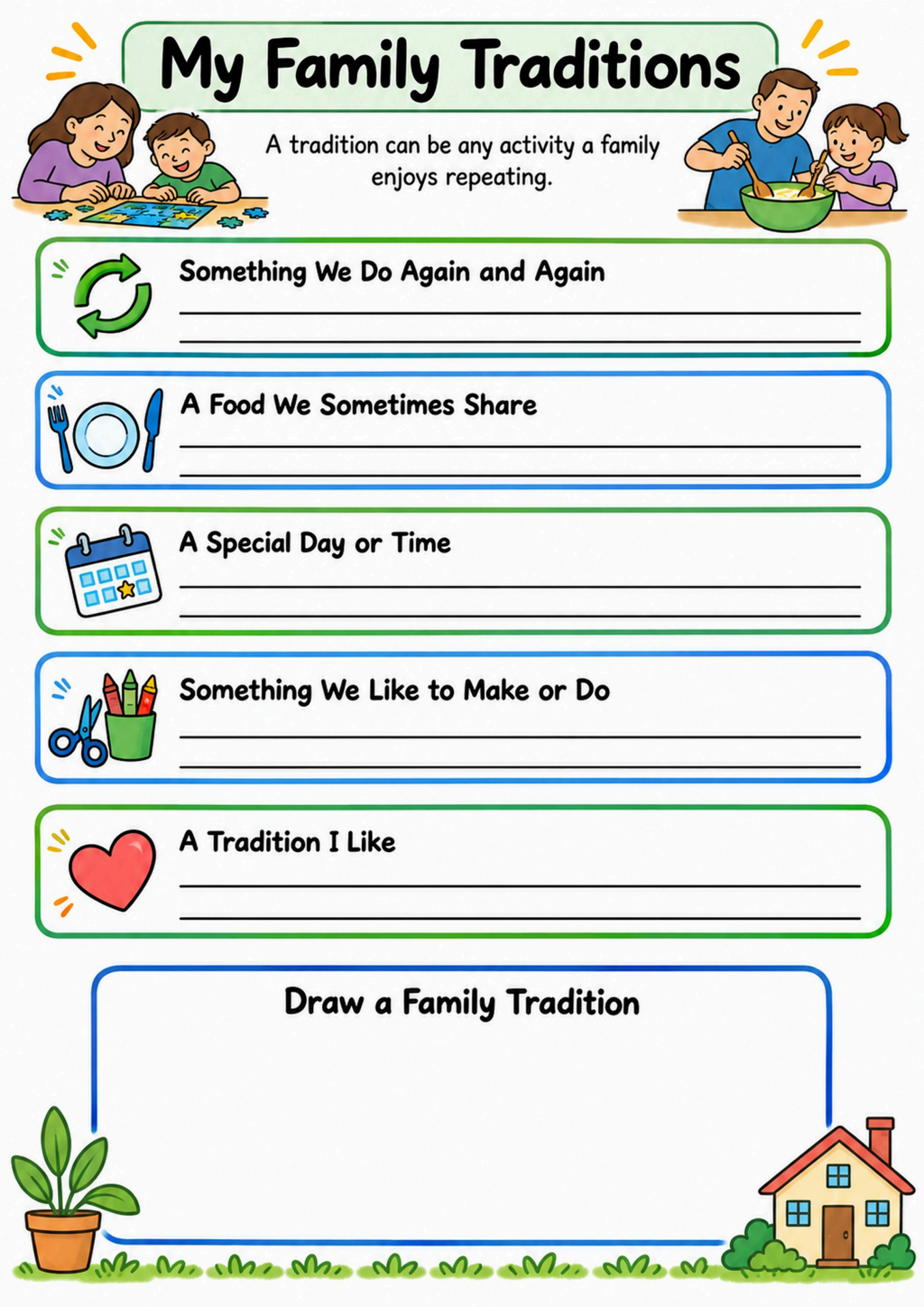 My Family Traditions Worksheet