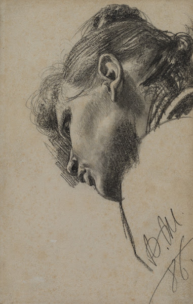 Head of a Young Woman Seen from Below 1886