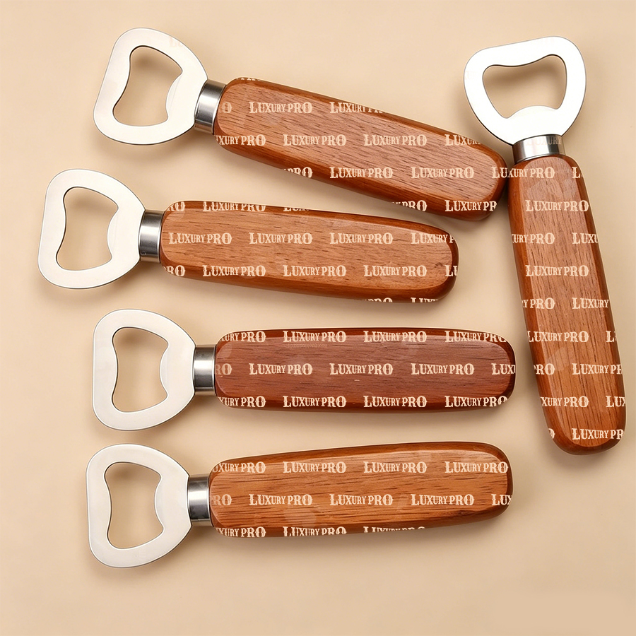 Laser Wooden Handle Beer Bottle Opener