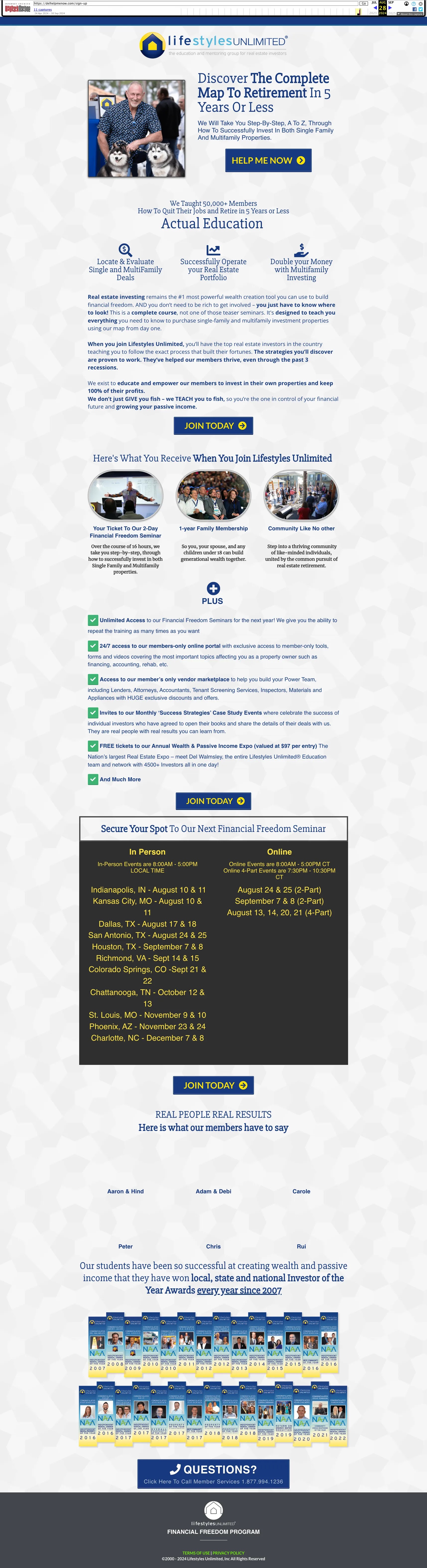 Old FFP sales page — before redesign