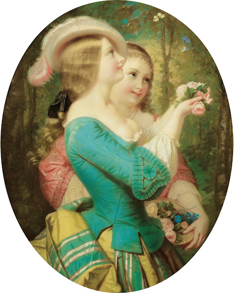Jeunes filles à lombrelle dans un jardin