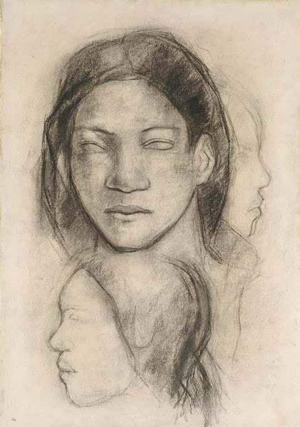 Tahitian Faces Frontal View and Profiles ca 1899