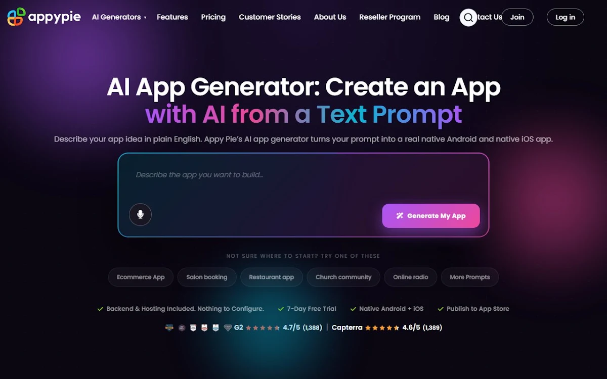 Captura de AI Website Builder