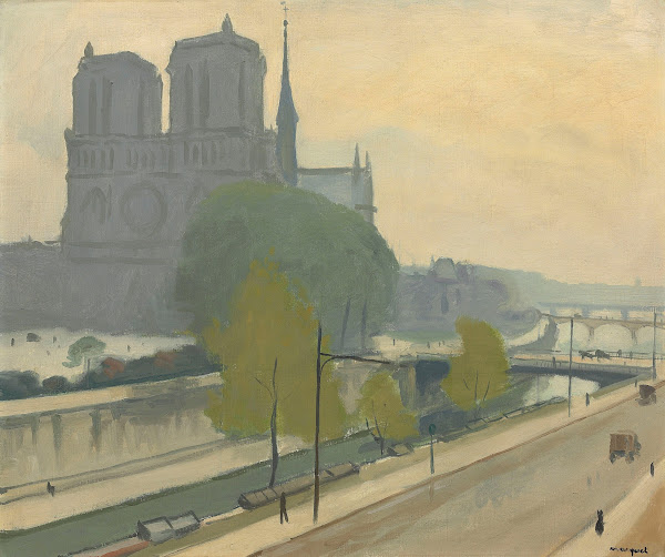 Notre Dame vue des quais le soir 1922