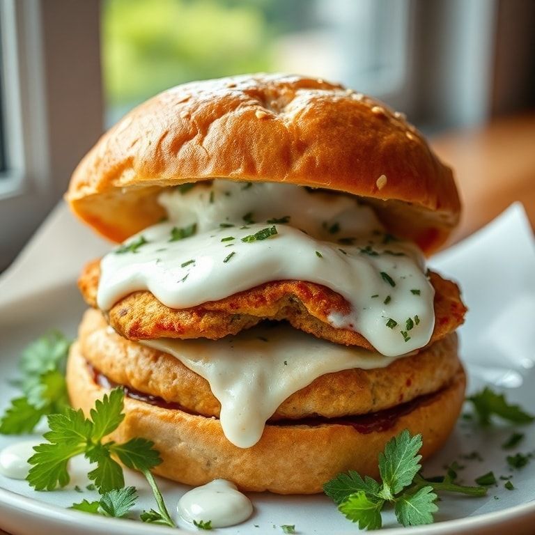 Juicy Greek Chicken Burgers with Tzatziki Sauce – Easy Weeknight Dinner
