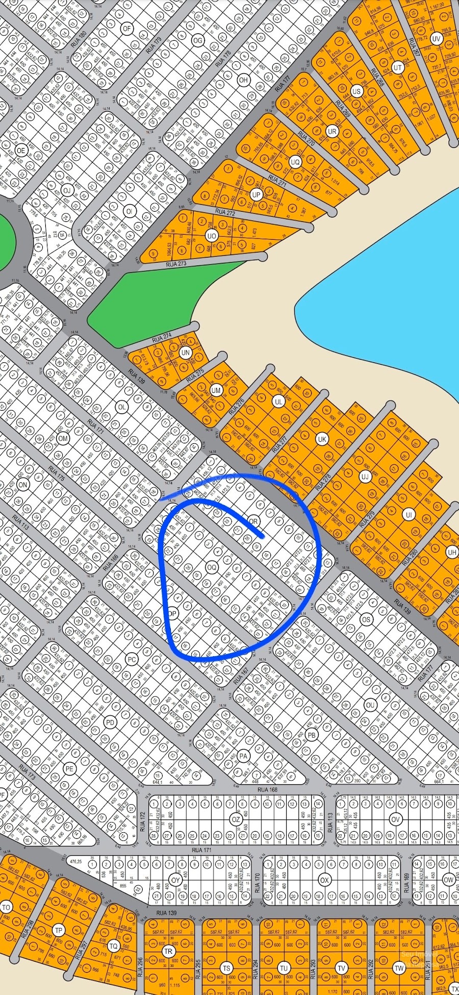 Lote à venda na quadra OQ do Riviera de Santa Cristina XIII