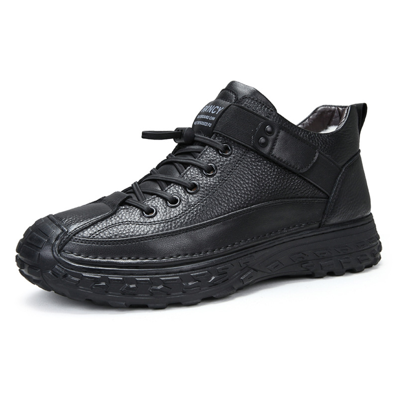 Men's leather winter boots, lined, waterproof