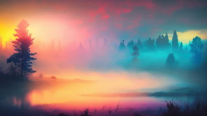 Ai Art, Mist, Morning, Sunrise, Landscape 4K Wallpaper Background