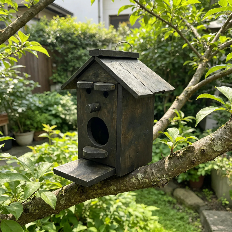 Teak wood birdhouse