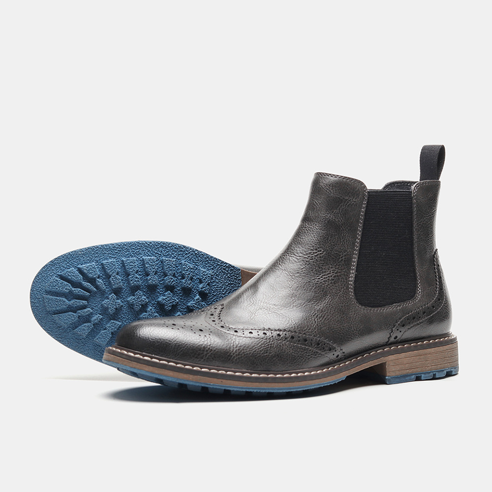 Men's Chelsea Boots, Brogue Design, Breathable