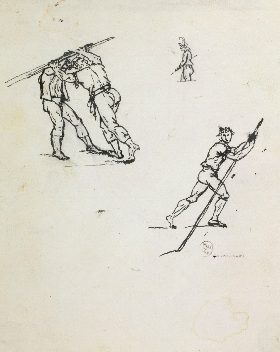 3 croquis de rameurs 1735   1815