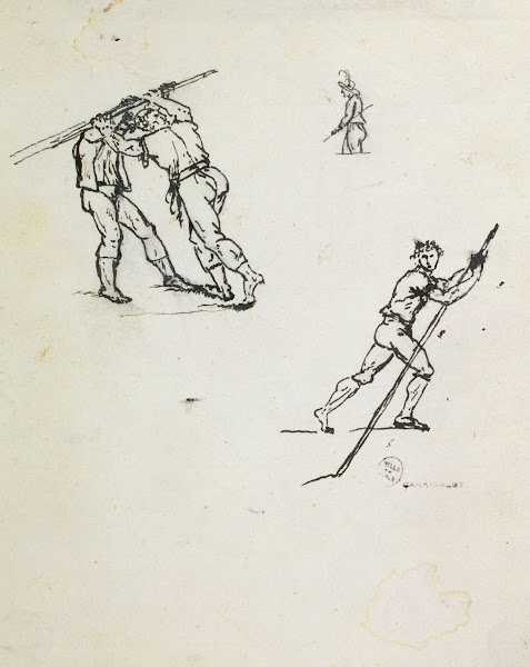 3 croquis de rameurs 1735   1815