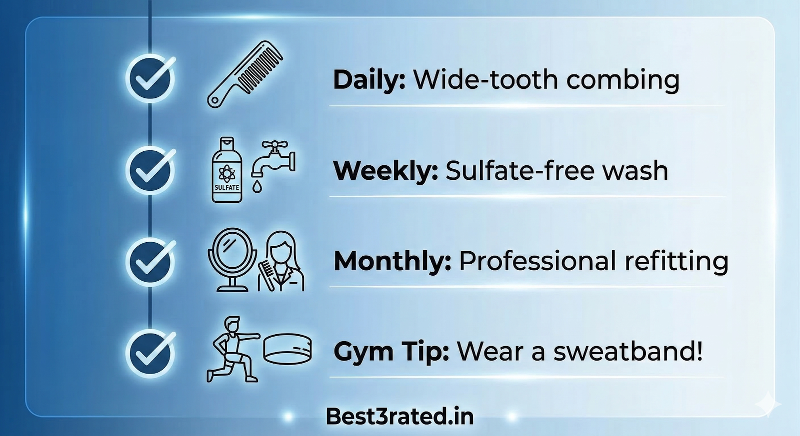 Daily and weekly hair patch care checklist for gym enthusiasts and active lifestyles