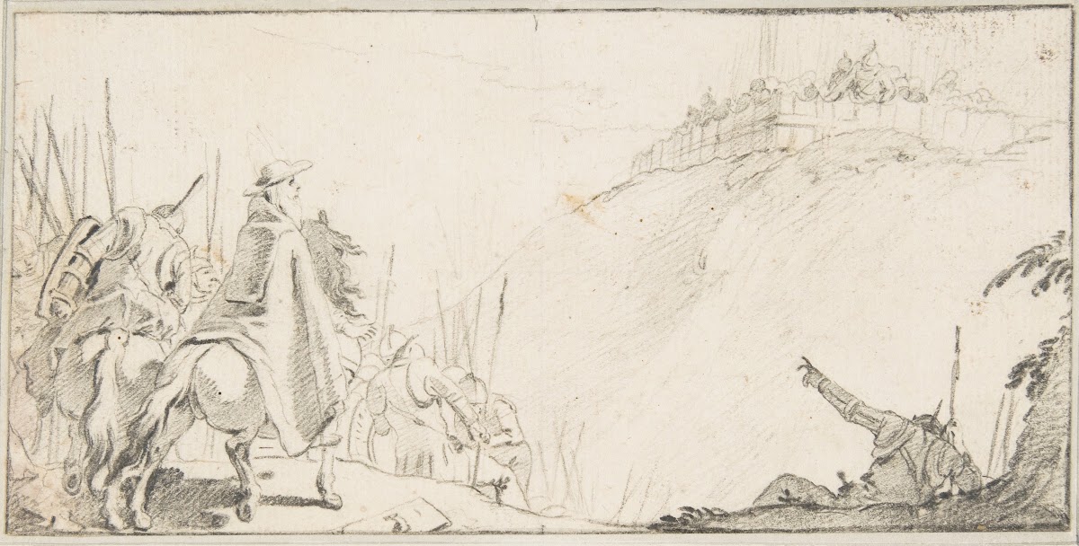 Cardinal with Troops Facing a Fortification on a Hilltop 16961770