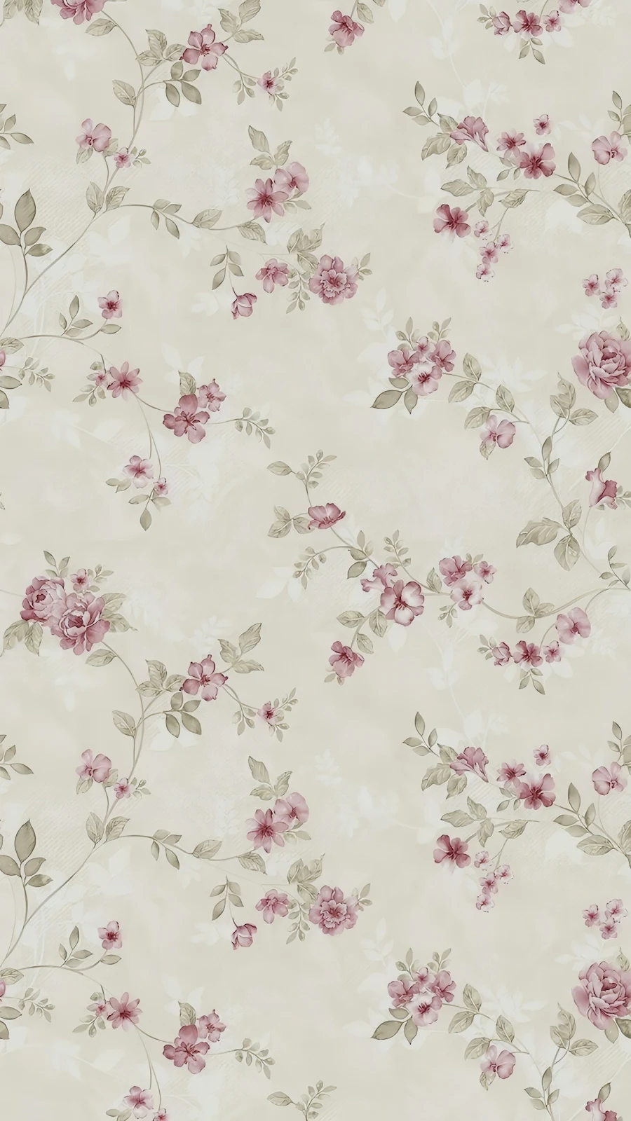 Delicate Vintage Floral Pattern - Watercolor Illustration Full HD iPhone Wallpaper (1287x2288)