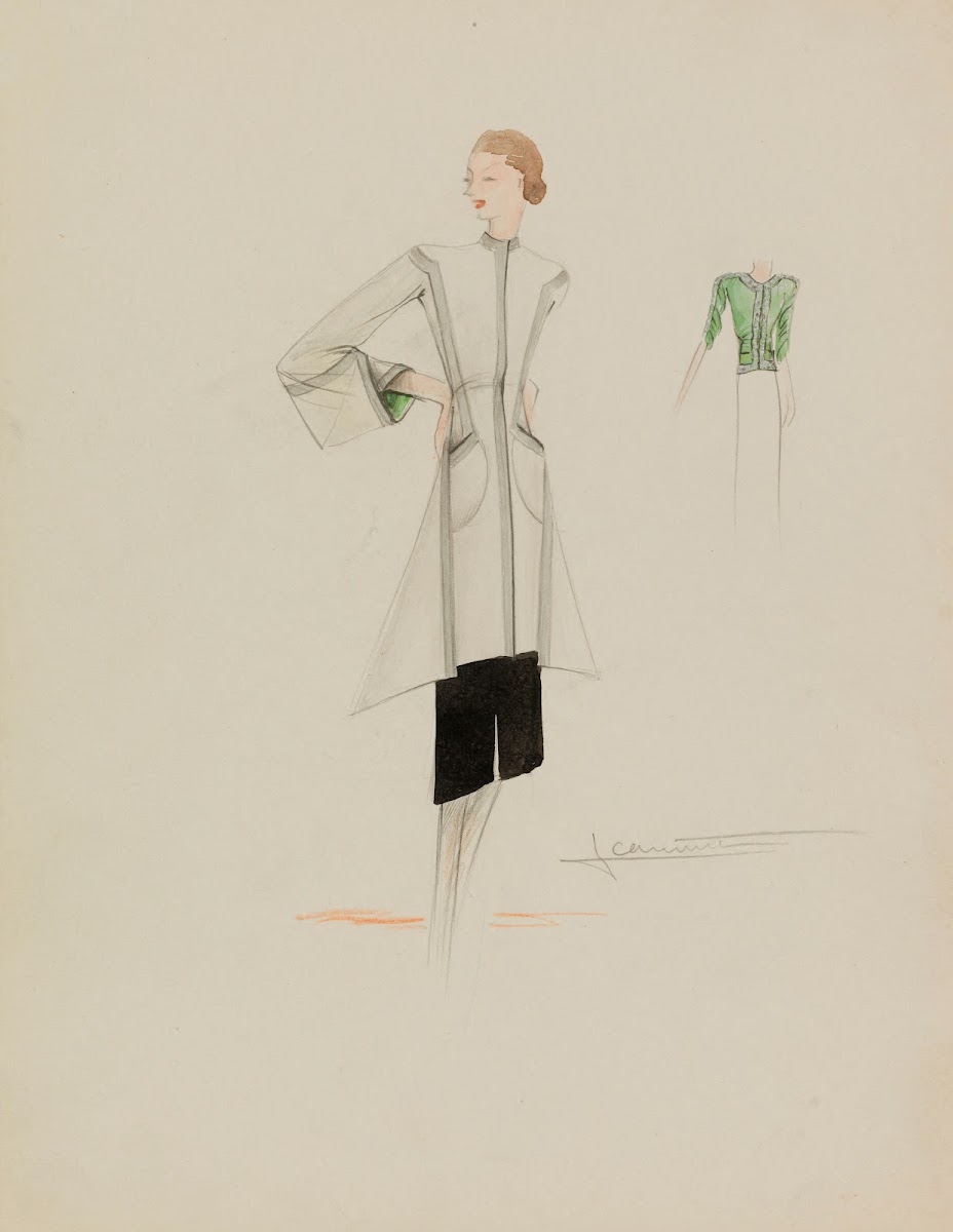 Manteau blanc à col casaque 1938