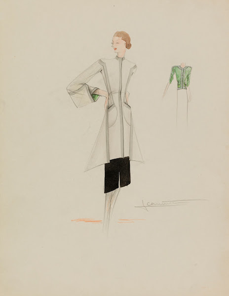 Manteau blanc à col casaque 1938