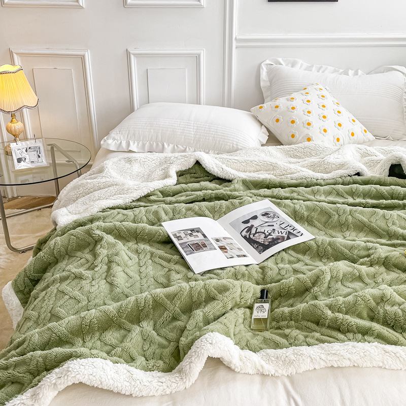 Warm lamb fleece throw blanket, solid color, various sizes