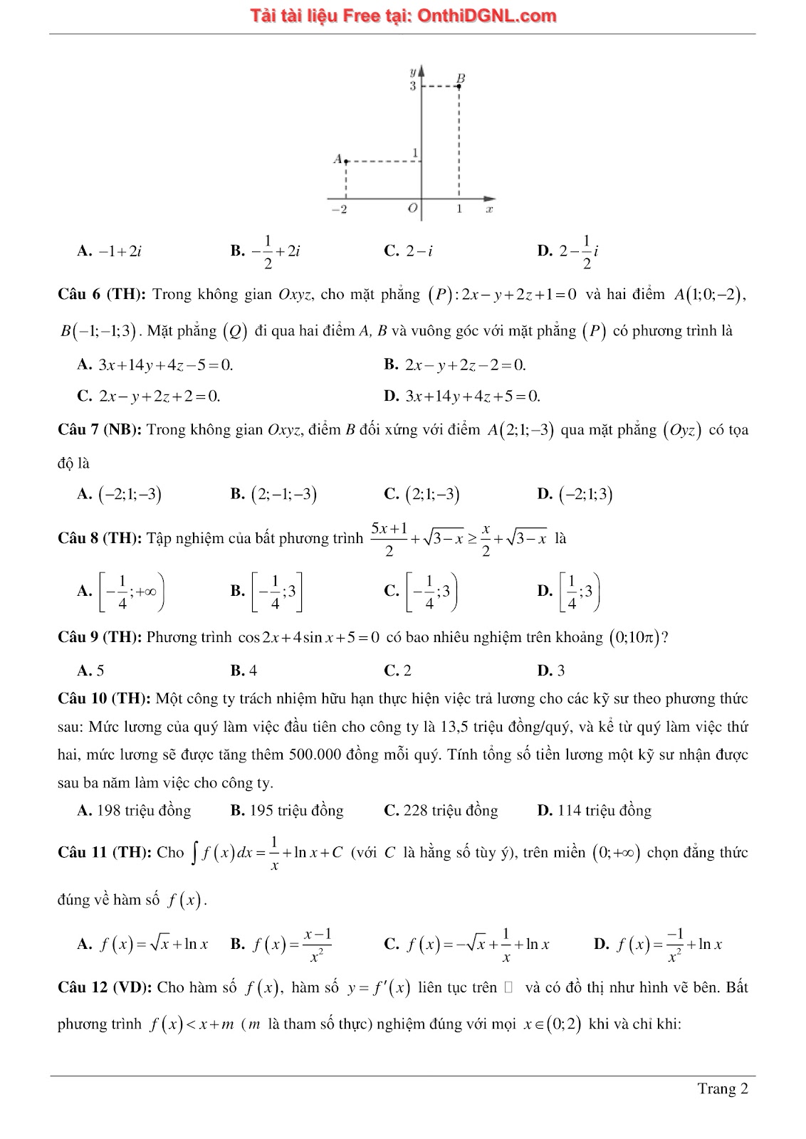 1300 bài tập môn Toán - Ôn thi ĐGNL ĐHQG Hà Nội Phần 12