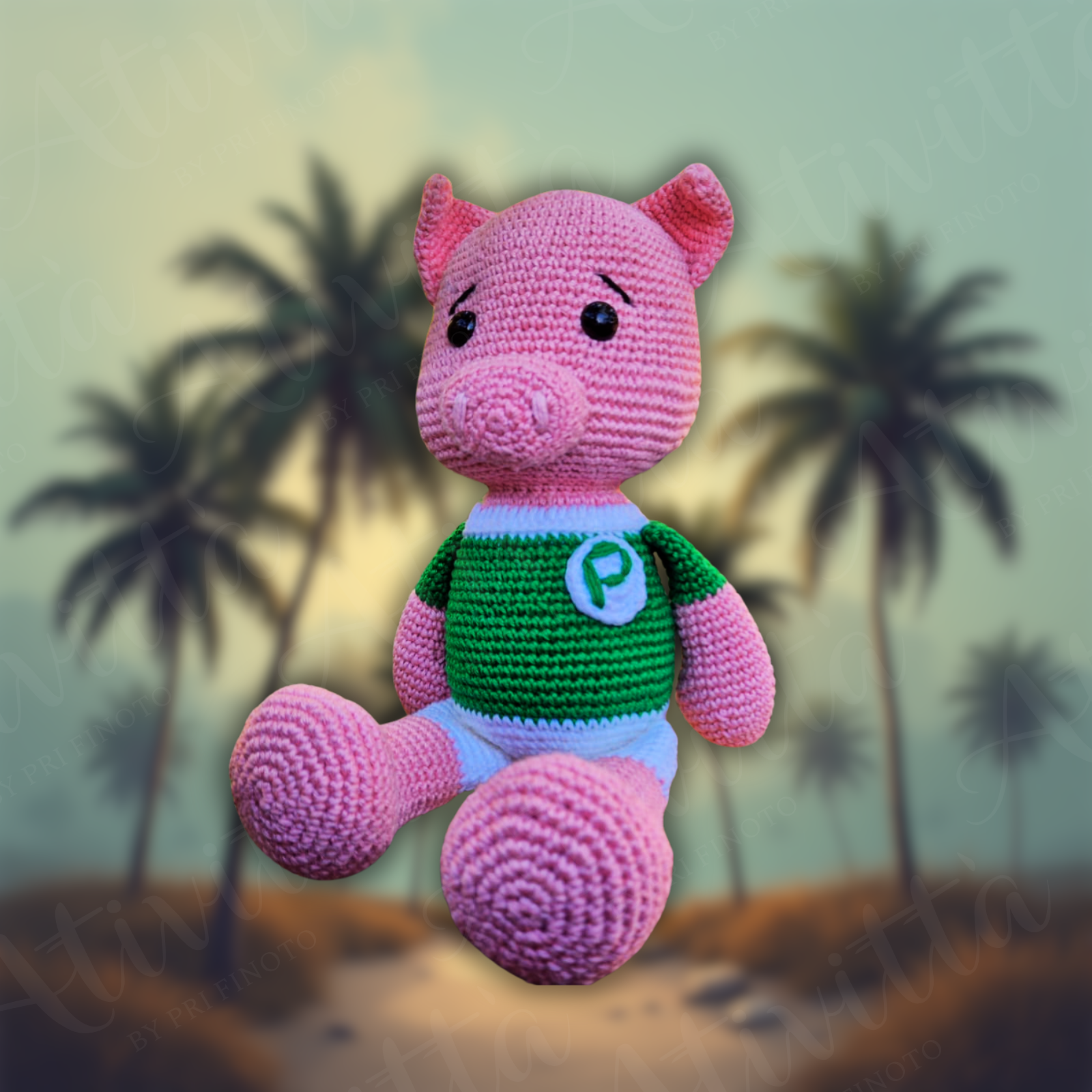 Porquinho do Palmeiras em Crochê