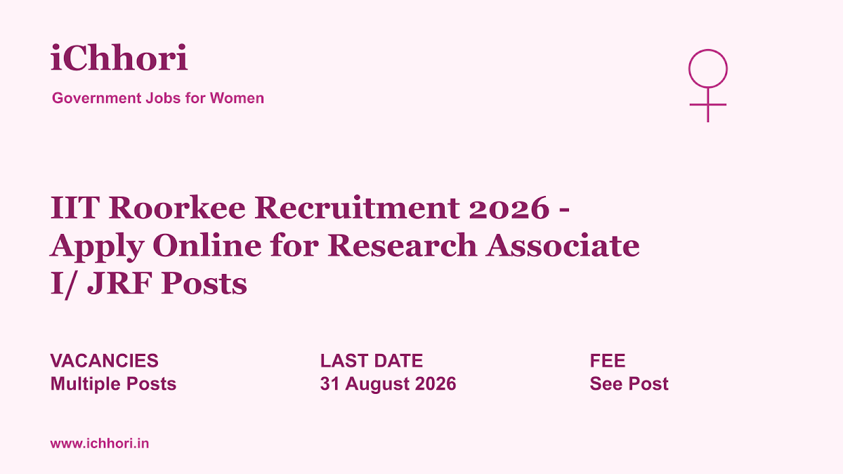 IIT Roorkee Recruitment 2026 - Apply Online for Research Associate I/ JRF Posts - iChhori