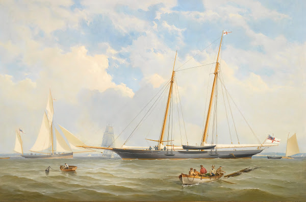 The Royal Yacht Squadron Schooner Viking At Anchor Off Cowes 1863