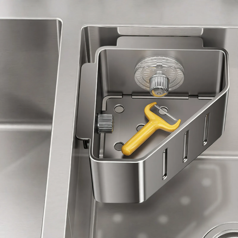 Sink storage basket with suction cup