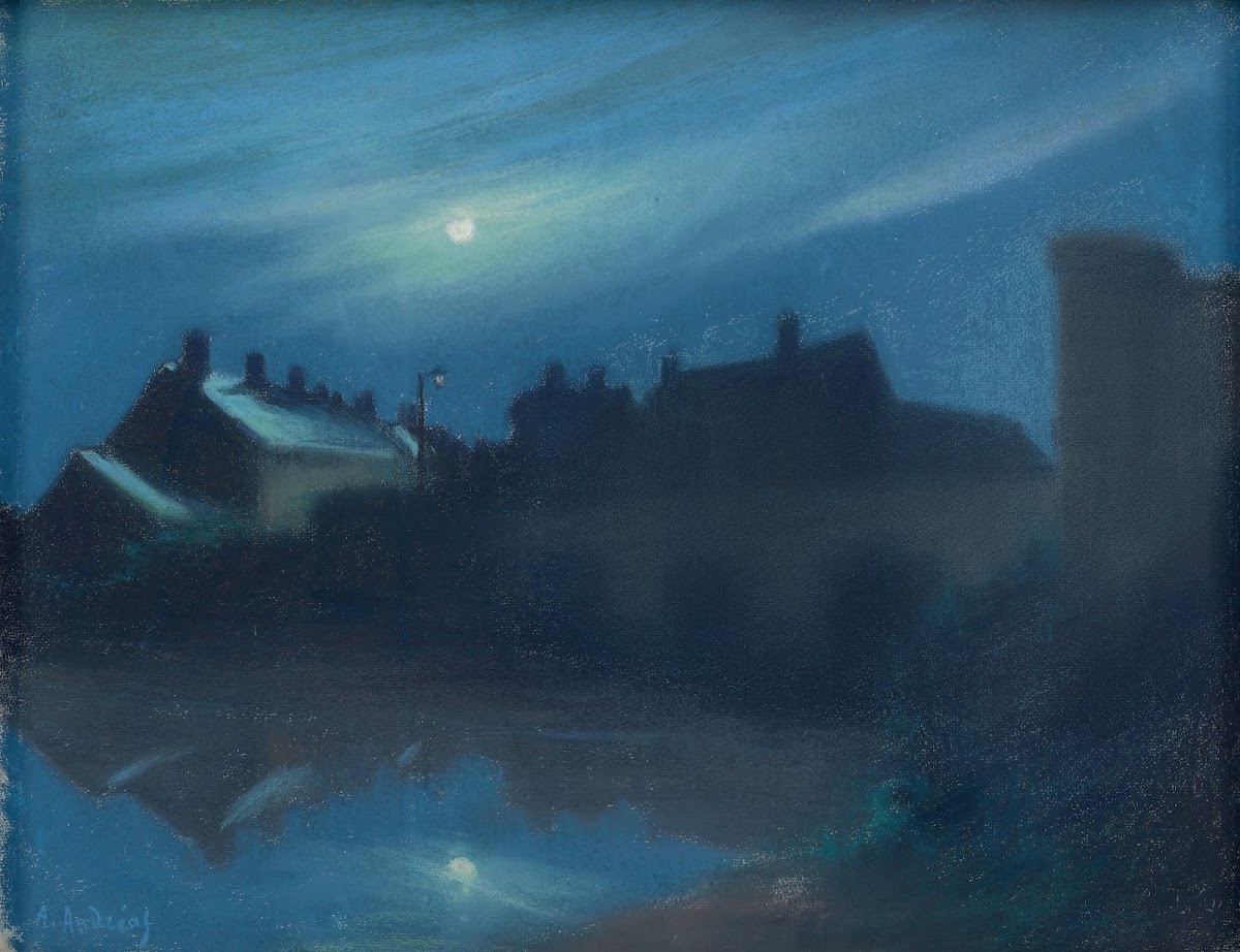 Houses in the Moonlight Maisons au clair de lune 19th century