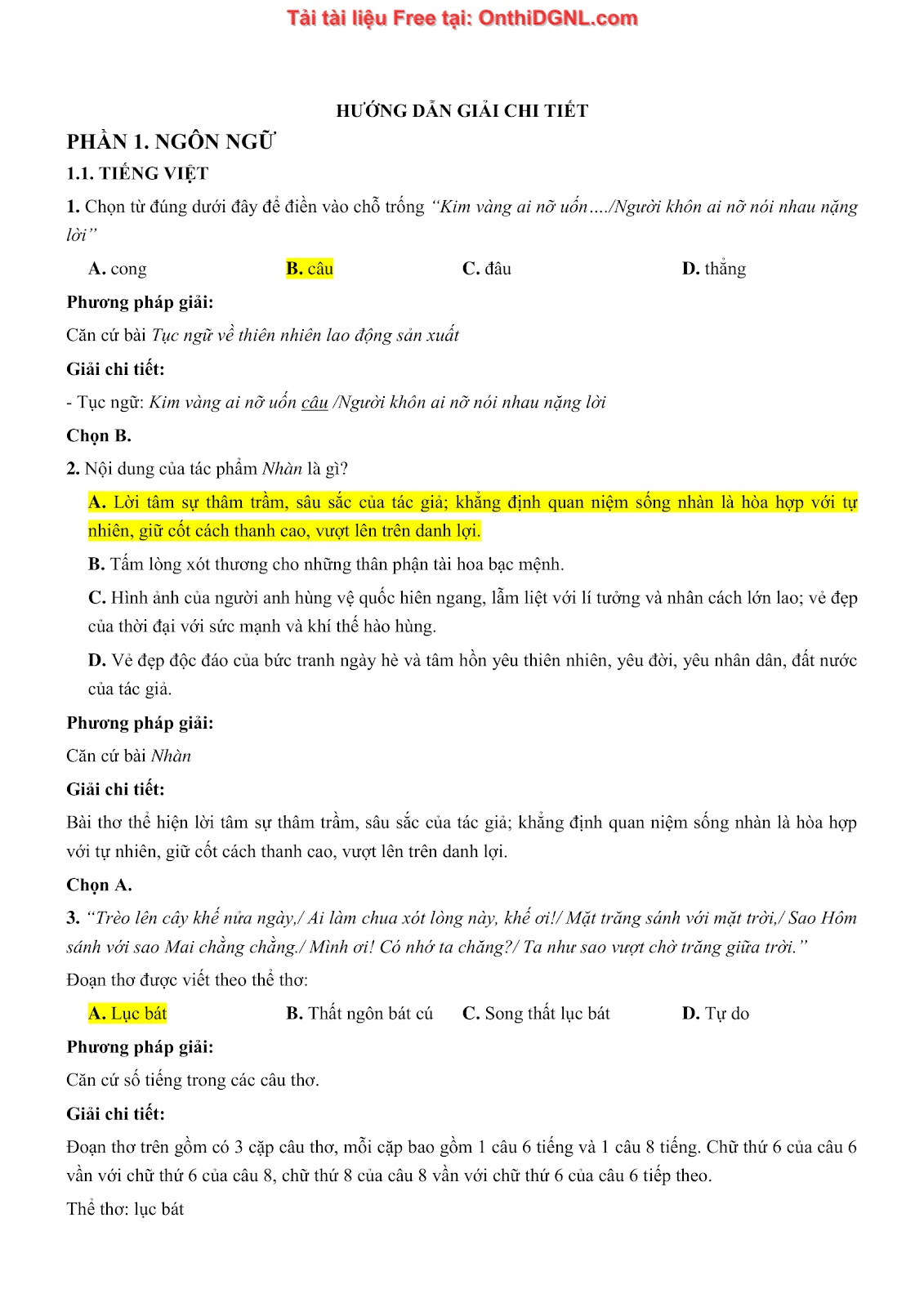 500 bài tập môn Ngữ Văn - Ôn thi ĐGNL ĐHQG TP HCM Phần 12