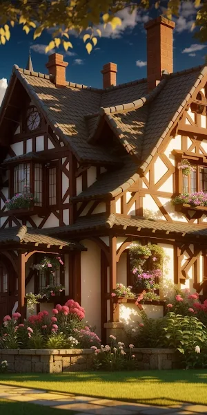 Ai Art, Digital Art, House, Trees, Clouds 4K Wallpaper Background