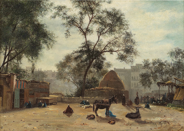 Market scene at Choubra Cairo 1883