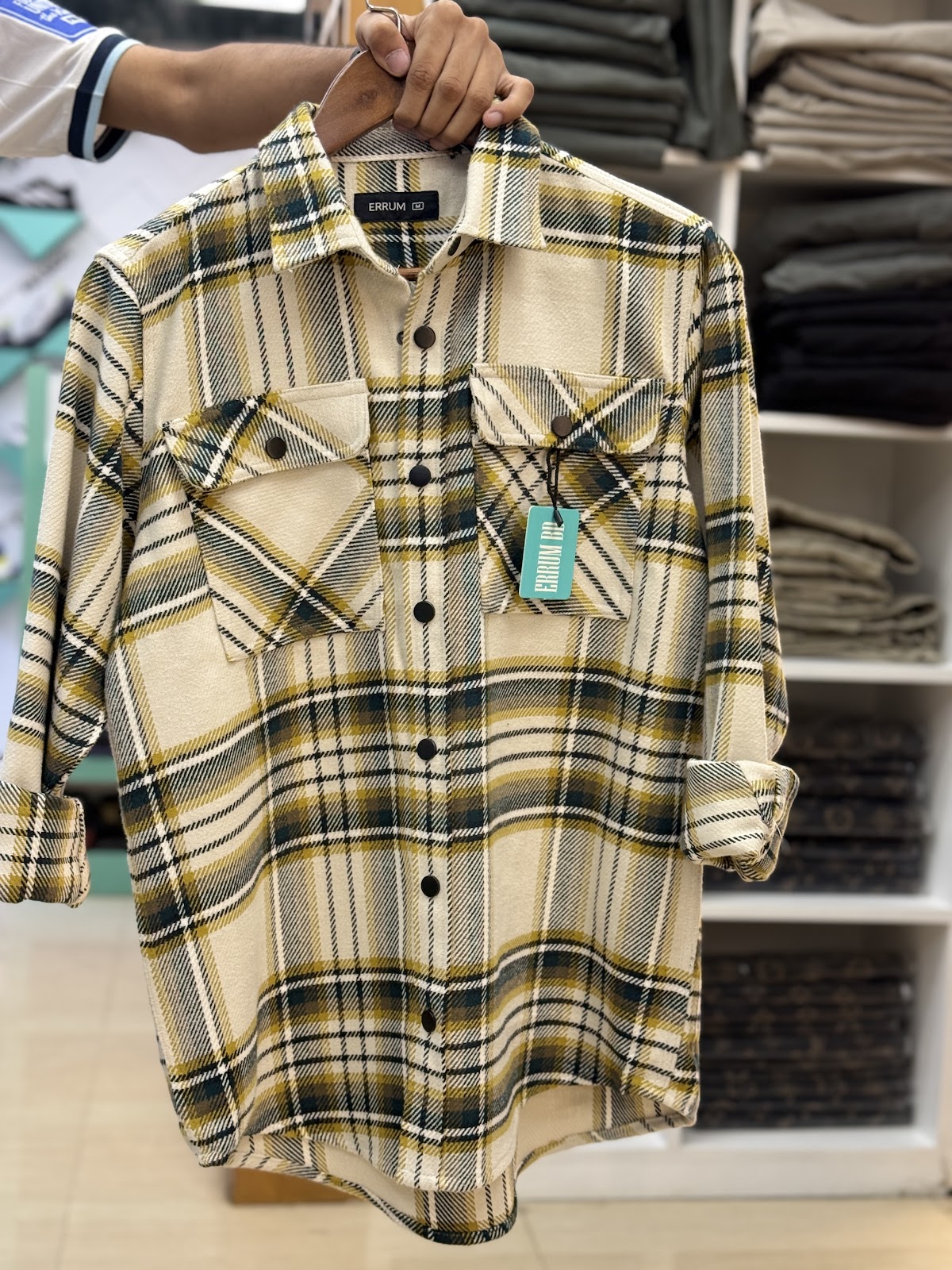 Musted Brown Cheque Flannel Shacket