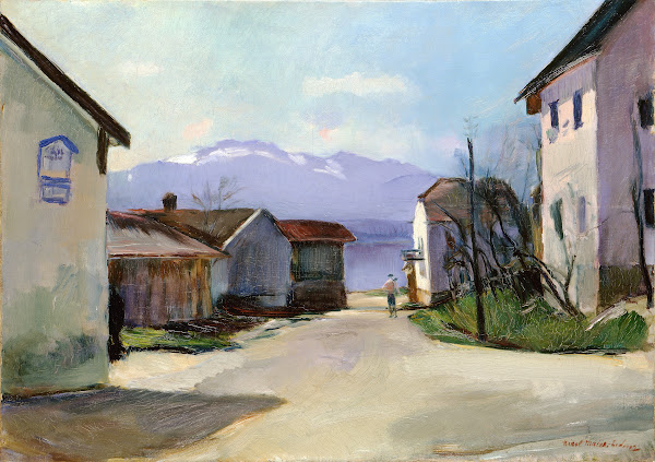 Dorfstraße in Gstadt am Morgen 1928