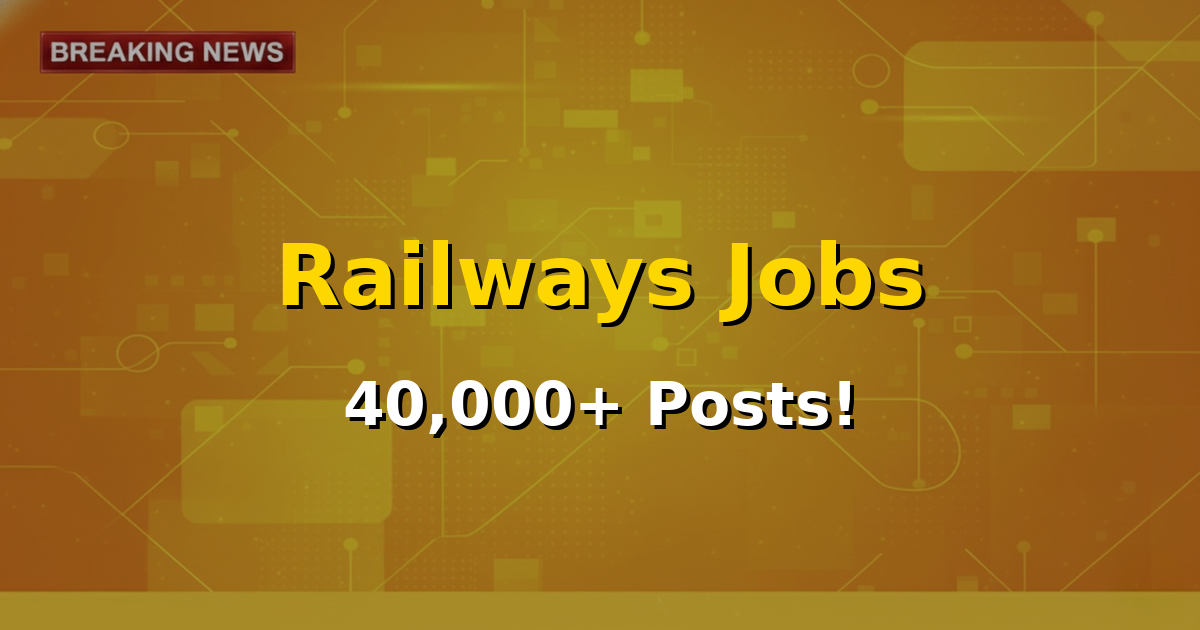 Image depicting a modern Indian Railways train with job seekers silhouettes in the foreground, representing the massive recruitment drive.