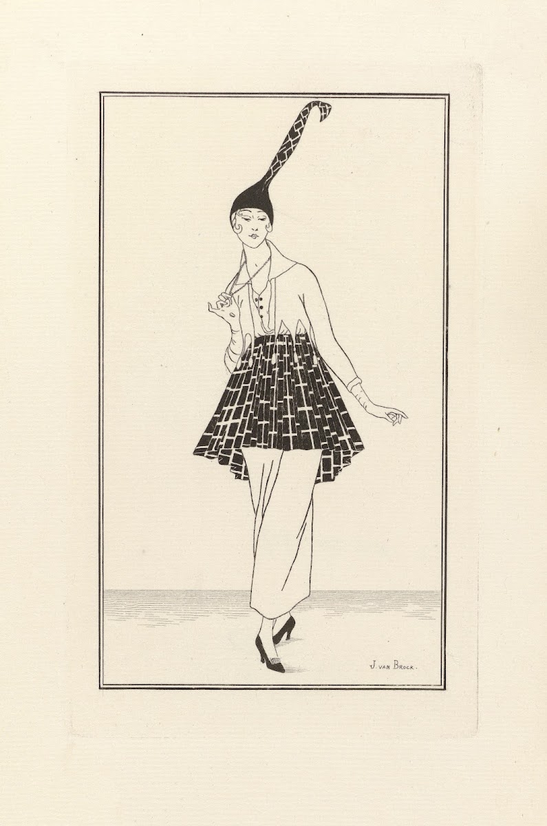 Robe de serge bleue à volant écossais 1914