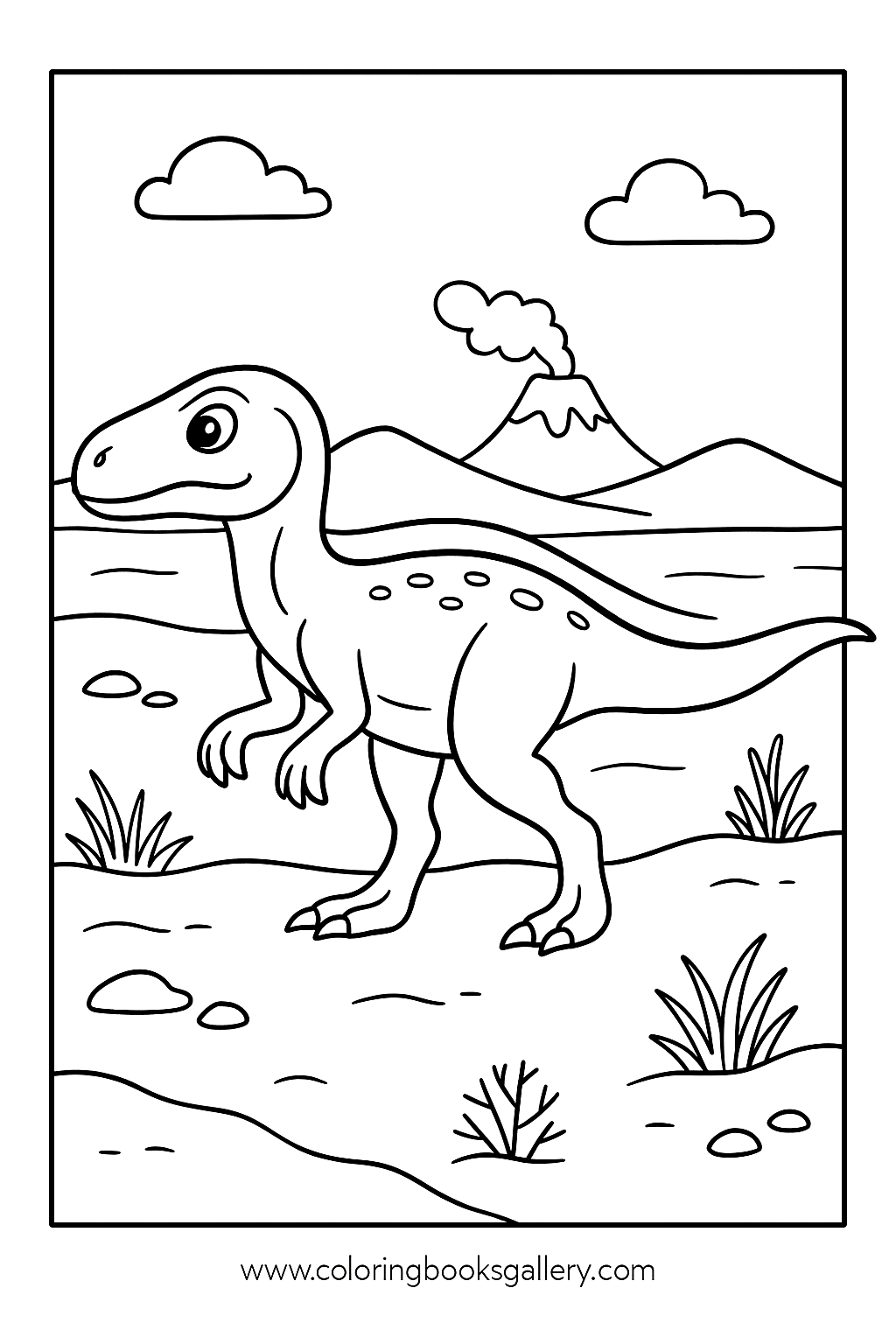 Discover the Fun with Our Realistic Sinraptor in the Desert Coloring Page for Toddlers – free coloring page for kids