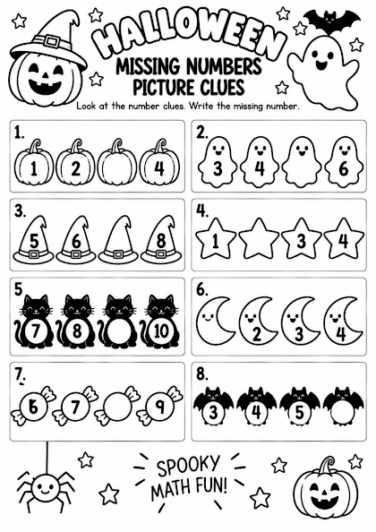 Halloween Missing Numbers Picture Clues