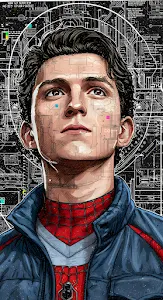 Spider-Man Tech Schematic Portrait Black Background