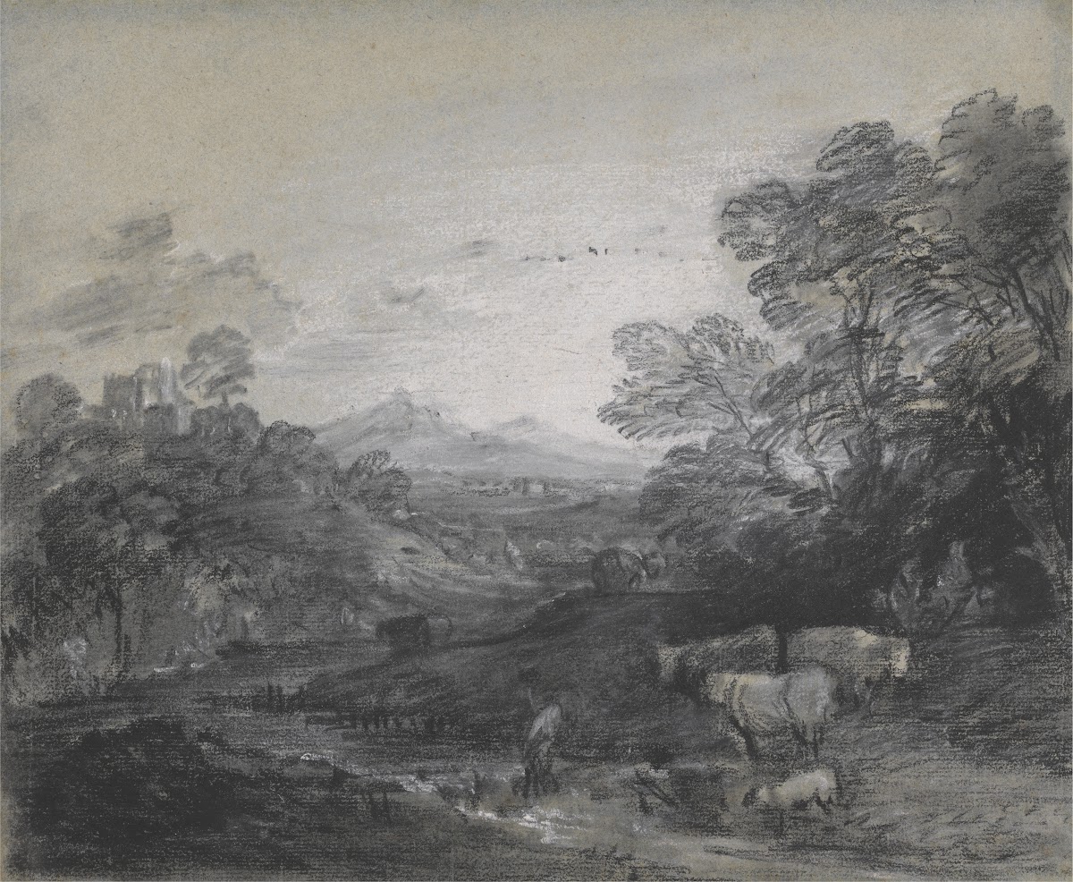 Wooded Landscape with Herdsmen and Cattle Buildings on a Hill and Rustic Lovers